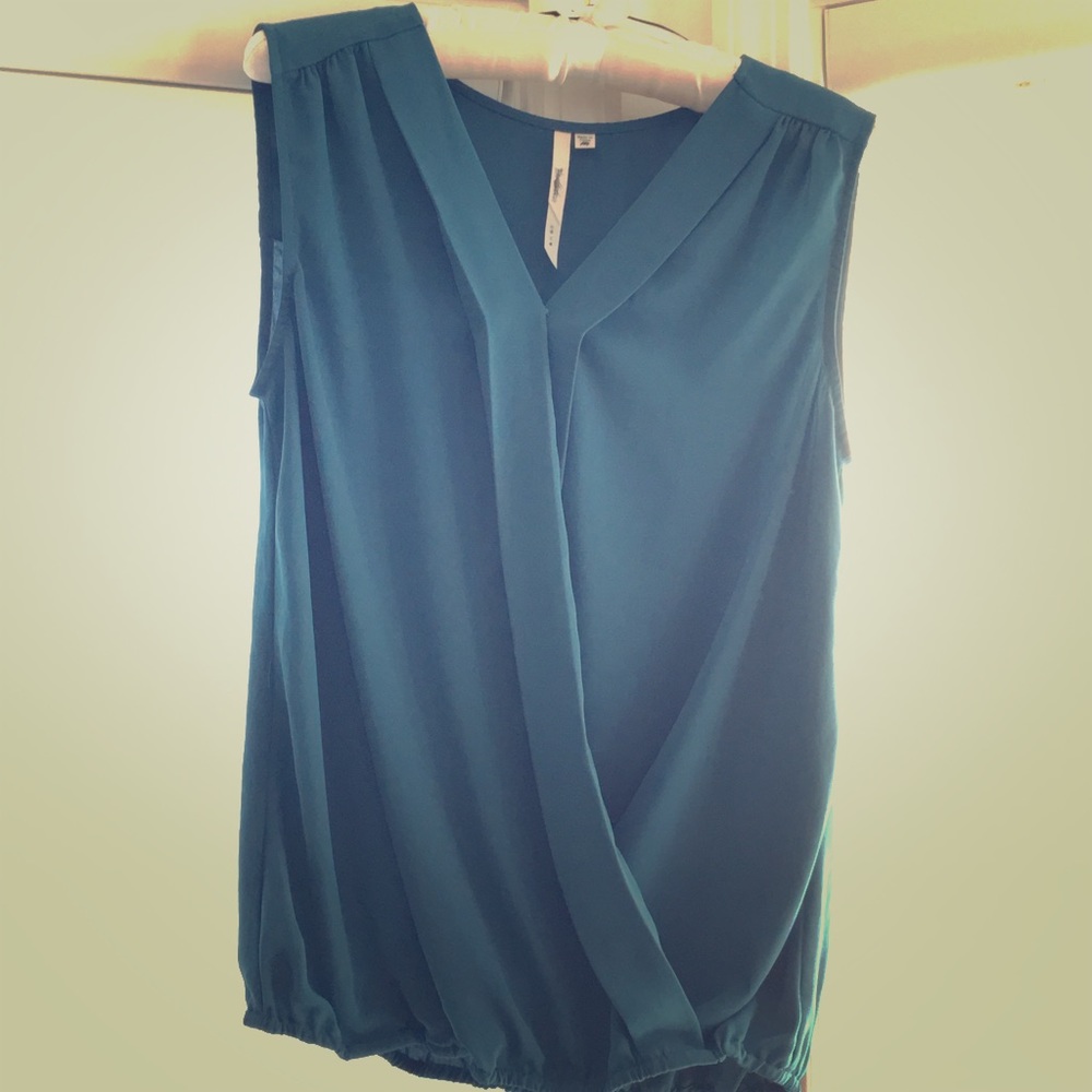 Bellatrix Teal Surplice Sleeveless Blouse